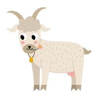 ícone de cabra de vetor. ilustração bonito dos desenhos animados para crianças. animal de fazenda isolado no fundo branco. imagem colorida de gado plano para crianças vetor