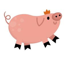 ícone de leitão de vetor. ilustração de porco bonito dos desenhos animados para crianças. bebê animal de fazenda isolado no fundo branco. imagem colorida de gado plano para crianças vetor