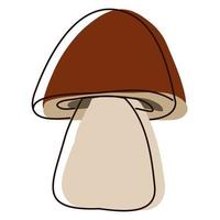 cogumelo porcini em contorno. cogumelos orgânicos comestíveis. boné marrom trufado. tipos de cogumelos selvagens da floresta. ilustração colorida isolada no fundo branco. vetor