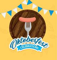 salsicha oktoberfest no garfo em design vetorial de barril vetor