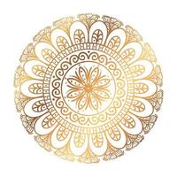 mandala redonda dourada sobre fundo branco, mandala de luxo vintage vetor