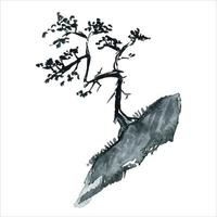 plantas de árvores do japão, ilustração em aquarela. estilo asiático para jardim printing.traditional do japão, ilustração pintada à mão em aquarela. vetor