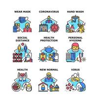 ilustrações vetoriais de conjunto de ícones de proteção à saúde vetor