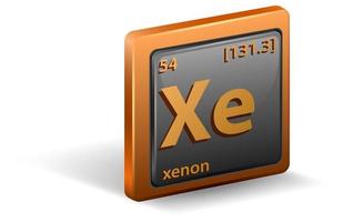 elemento químico xenônio. símbolo químico com número atômico e massa atômica. vetor