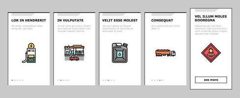 conjunto de ícones de integração de equipamento de reabastecimento de posto de gasolina vetor