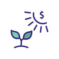 ilustração de contorno de vetor de ícone de sol-dinheiro da planta