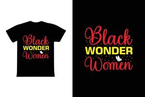 mulheres negras maravilha. modelo de design de camiseta do dia 8 de março da mulher vetor