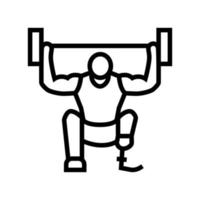 ilustração em vetor de ícone de linha de atleta deficiente de powerlifting