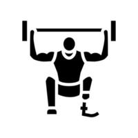 ilustração em vetor ícone de glifo de atleta deficiente de powerlifting