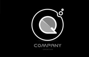 ícone do logotipo da letra do alfabeto geométrico q preto e branco com círculo. modelo criativo para empresa e negócios vetor