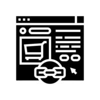 ilustração em vetor de ícone de glifo de construção de link de comércio eletrônico