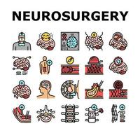 vetor de conjunto de ícones de tratamento médico de neurocirurgia