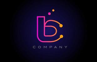 b design de ícone do logotipo da letra do alfabeto de linha de ponto. modelo criativo para negócios e empresa na cor amarela rosa vetor