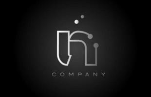 preto branco cinza n linha de pontos alfabeto letra logotipo ícone design. modelo criativo para empresa e negócios vetor