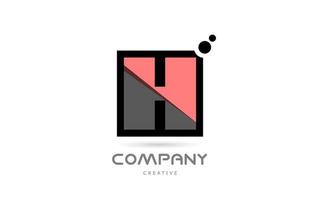 ícone do logotipo da letra do alfabeto geométrico preto rosa h com pontos. modelo criativo para empresa e negócios vetor