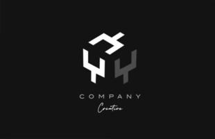 cinza branco y design de ícone do logotipo da letra do cubo do alfabeto de três letras. modelo criativo para empresa vetor