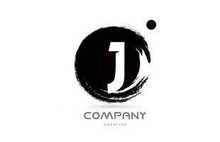 j projeto do ícone do logotipo da letra do alfabeto grunge preto e branco com letras de estilo japonês. modelo criativo para empresa e negócios vetor