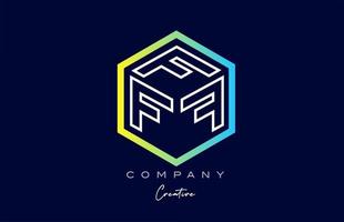 linha f design de ícone de logotipo de letra de cubo de três letras com design de polígono. modelo criativo para empresa vetor