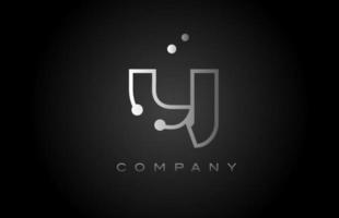 preto branco cinza y linha de ponto alfabeto letra logotipo ícone design. modelo criativo para empresa e negócios vetor
