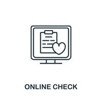 ícone de verificação on-line da coleção de verificação de integridade. ícone de verificação on-line de linha simples para modelos, web design e infográficos vetor