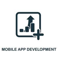 ícone de desenvolvimento de aplicativos móveis. símbolo de desenvolvimento de aplicativo móvel de elemento de linha simples para modelos, web design e infográficos vetor