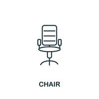 ícone de cadeira da coleção de ferramentas de escritório. ícone de cadeira de linha simples para modelos, web design e infográficos vetor