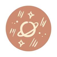 saturno e estrelas estilo de desenho à mão boho vetor