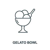 ícone da tigela de gelato da coleção itália. ícone de tigela de gelato de linha simples para modelos, web design e infográficos vetor