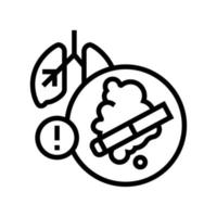 ilustração vetorial de ícone de linha de câncer de pulmão de fumaça de cigarro vetor