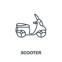 ícone de scooter da coleção itália. ícone de scooter de linha simples para modelos, web design e infográficos vetor