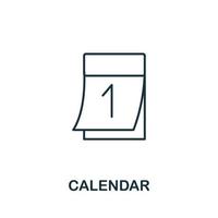 ícone de calendário da coleção de ferramentas de escritório. ícone de calendário de linha simples para modelos, web design e infográficos vetor