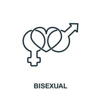 ícone bissexual da coleção lgbt. ícone bissexual de linha simples para modelos, web design e infográficos vetor