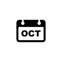 ilustração em vetor ícone plana simples de calendário. vetor de ícone de calendário de outubro