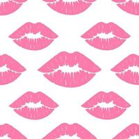 padrão sem emenda de beijo de batom rosa. impressões labiais, ilustração vetorial. vetor