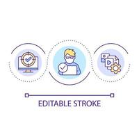 ícone do conceito de loop de programação de qualidade. ilustração de linha fina de ideia abstrata de ciência da computação. escrever código perfeito. desenvolvimento de software. desenho de esboço isolado. curso editável. fonte arial usada vetor