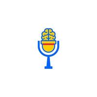 design de logotipo de karaokê de cantor de podcast com ilustração de microfone retrô vetor