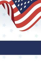 bandeira dos EUA e desenho vetorial de moldura azul vetor