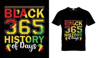 design de camiseta preta 365 history of days vetor