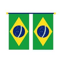 bandeiras do brasil penduradas ícone de estilo plano vetor
