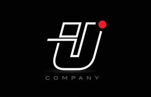 red dot u design do ícone do logotipo da letra do alfabeto em fundo preto. modelo criativo para negócios e empresa vetor