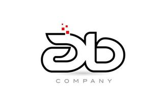 ab conectado design de combinação de ícone de logotipo de letra do alfabeto com pontos e cor vermelha. modelo criativo para empresa e negócios vetor