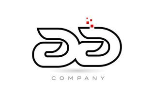 um design de combinação de ícone de logotipo de letra do alfabeto conectado com pontos e cor vermelha. modelo criativo para empresa e negócios vetor