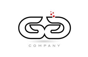 ga projeto de combinação de ícone de logotipo de letra do alfabeto conectado com pontos e cor vermelha. modelo criativo para empresa e negócios vetor