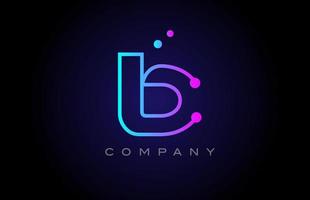design de ícone do logotipo da letra do alfabeto rosa azul b linha. modelo criativo para negócios e empresa vetor