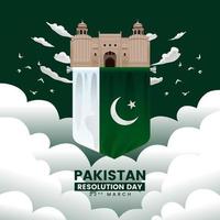 bandeira nacional paquistanesa voando com portão na ilustração em vetor modelo de fundo de banner superior