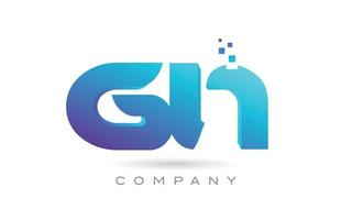 design de combinação de ícone do logotipo da letra do alfabeto gn. modelo criativo para negócios e empresa vetor