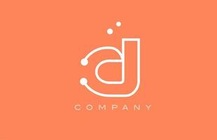 d design de ícone de logotipo de letra de alfabeto de linha de ponto branco laranja. modelo criativo para negócios e empresa vetor