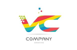 vc combina o design colorido do ícone do logotipo da letra do alfabeto. design de modelo criativo colorido para empresa ou negócio vetor