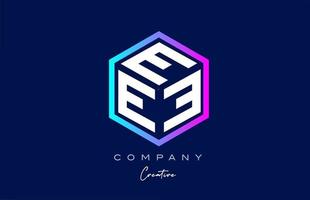 design de ícone de logotipo de letra de alfabeto de cubo de três letras e azul rosa com design de polígono. modelo criativo para empresa e negócios vetor