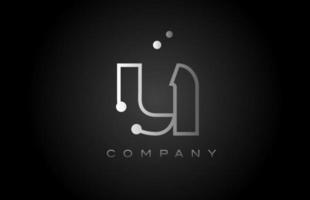 preto branco cinza u linha de pontos alfabeto letra logotipo ícone design. modelo criativo para empresa e negócios vetor